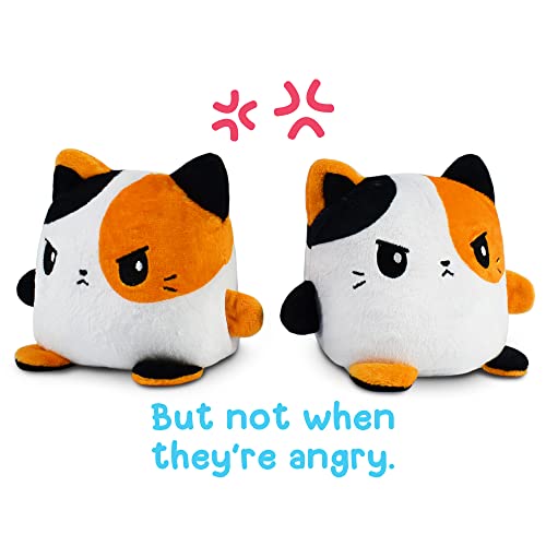 TeeTurtle - Plushmates - Magnetic Reversible Plushies that hold hands when happy - Calico Cat - Huggable and Soft Sensory Fidget Toy Stuffed Animals That Show Your Mood - Gift for Kids and Adults!