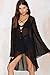 Wander Agio Beach Club Sexy Perspective Skirt Long Sleeve V-neck Dresses Black,Black,One Size
