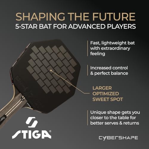 STIGA Cybershape Pro Carbon+ Table Tennis Racket 5 Star Hexagonal Shape Table Tennis Racket for Offensive Professional Players