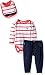 U.S. Polo Assn. Baby Girls' Long Sleeve Creeper, Jogger Pant, and Bib, Tea Berry, 3-6 Months
