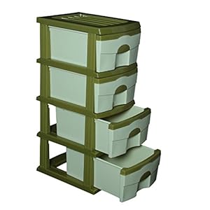 Cello Organiser 4 Drawer Storage Chest (Green and Light Green)