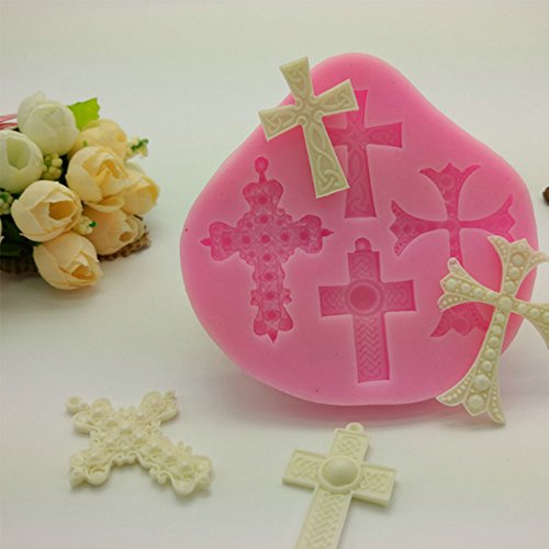 Dsmile 4 Pieces Cross Shape Silicone Pendant with 100 PCS Screw Eye Jewelry Casting Molds Silicone for DIY Jewelry Craft Making