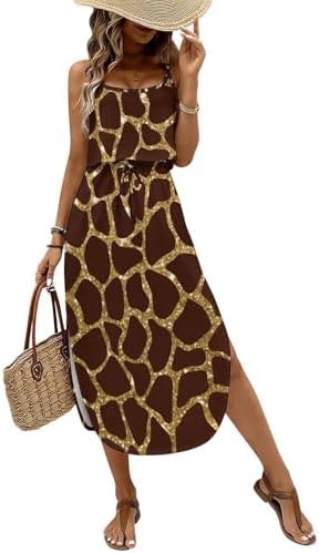 brown giraffe print dress Beaded Giraffe Bias Lady Length Dress