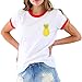 Solvang Fresh and Lovely Pineapple Fruit Print Short Sleeve Slim T-shirt