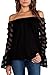 YOINS Women Off Shoulder Long Sleeves Patchwork Design Top Black XXL