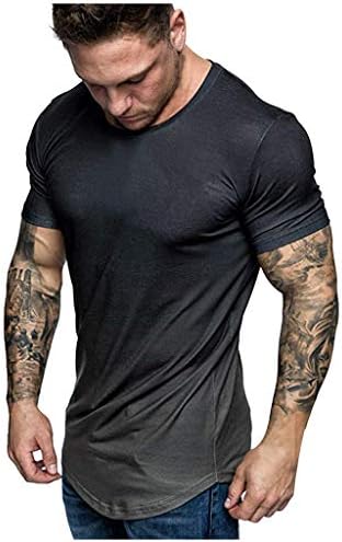 Men's T-Shirt Fashion Summer Slim Round Neck Casual Gradient Color Daily Short-Sleeved Top