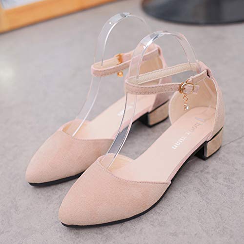 ONLY TOP Womens D'Orsay Pointy Toe Ankle Strap Buckle Comfort Ballerina Ballet Flats Shoes Pink