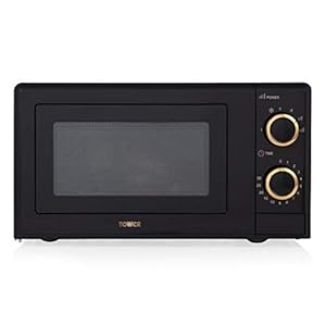 Tower T24029RG 17L Manual Microwave with 700W Power Output and 6 Power Levels, Black and Rose Gold
