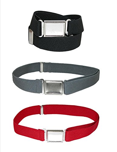 CTM Kids' Elastic Adjustable Belt with Magnetic Buckle (Pack of 3 Colors)