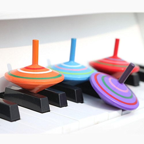 Fiaya Kids Novelty Wooden Colorful Gyroscopes Spinning Top Toy - Thumbnail 3