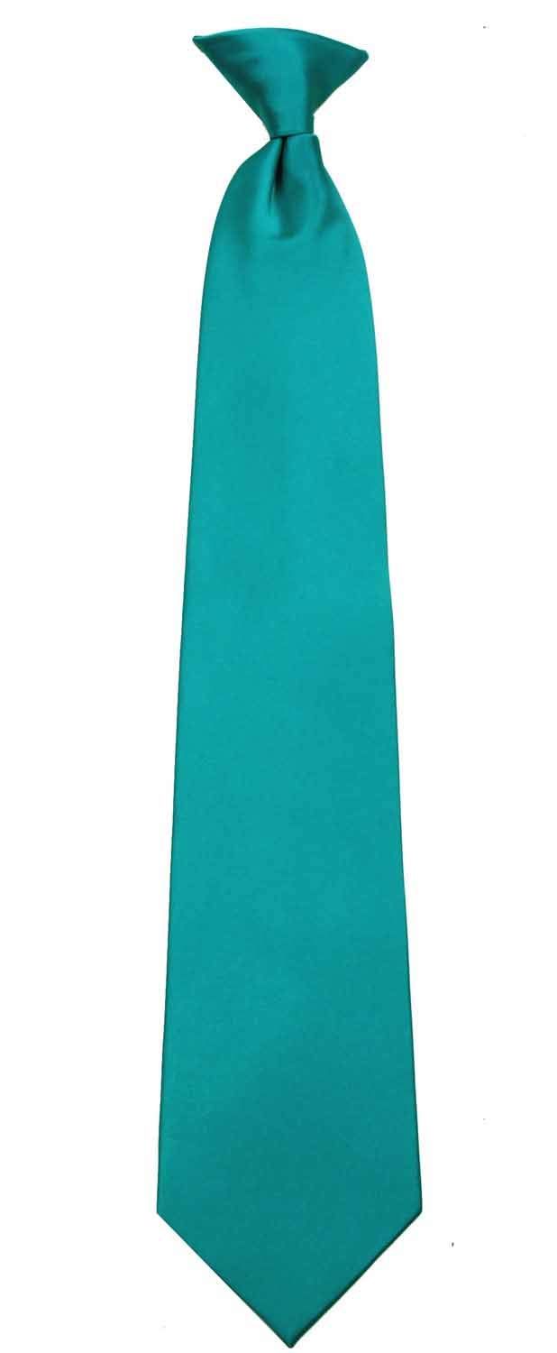 BUYYOURTIES Mens Solid Color Clip On Easy to Remove Clip Necktie Ties, Teal, One size
