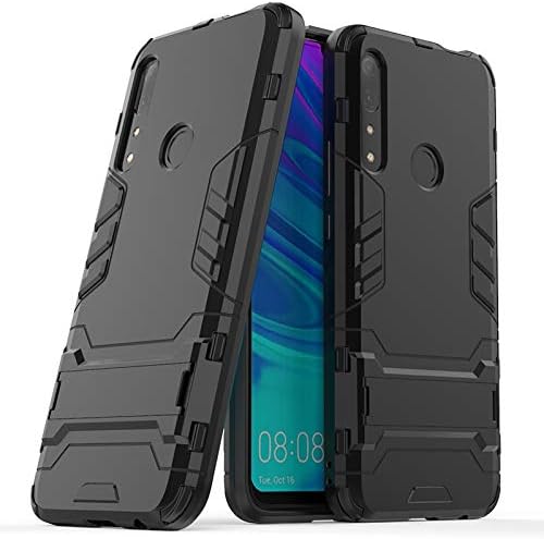 GeorgeBr- for Huawei P Smart Z Case Cover, Dual Layer Hybrid Slim Case Full Coverage Shockproof Protective Cover Case with Kickstand for Huawei P Smart Z (Color : Black)