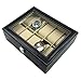 PU Leather 10 Grid Watch Display Box Jewelry Storage Organizer, Black - SciencePurchase
