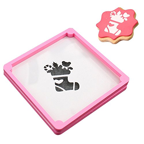 Cookie Stencil Frame, Stencil Frame for Fondant, Sugar and Royal Icing Cookie Making, Pink - Thumbnail 7