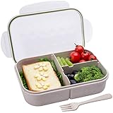 Bento Box,Bento Lunch Box for Kids and Adults, Leakproof Lunch Containers with 3 Compartments, Lunch box Made by Wheat Fiber Material(White) By Itopor
