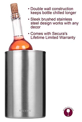 Secura 4 Pieces Wine Cooler Bucket Set | 18/8 Stainless Steel Double Wall Wine Bottle Chiller Champagne Ice Buckets - Thumbnail 2