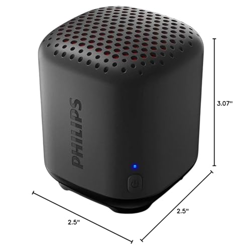 Philips Mini Bluetooth Speaker, Outdoor Wireless Portable Small Speakers for Traveling Pool Beach Shower, Mono Sound IPX7 Waterproof Speaker, 8 Hours Play Time, USB Type C Rechargeable 1