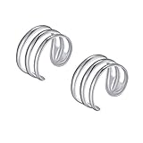 925 Sterling Silver Multi Circles Cuff Earrings for Women Teen Girls Cartilage Earrings FarryDream (Three Circle/pair)