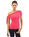 PattyBoutik Women Tied One Shoulder Short Sleeve Top (Coral Pink Medium)
