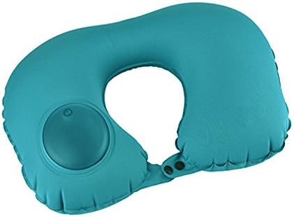 Travel Inflatable Neck Pillow Perfect for the Airplane, Car, Bus or Train (Blue)