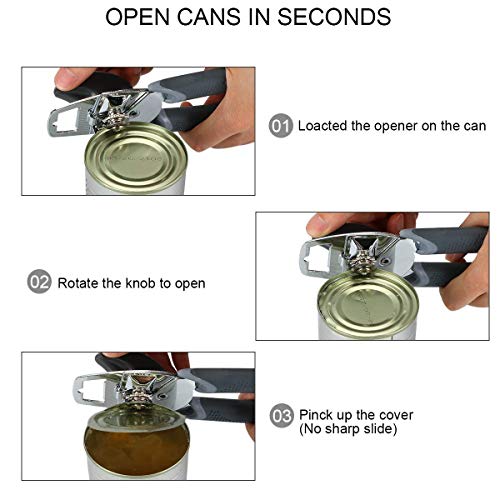 Manual Can Opener，Can Opener Manual Smooth Edge Manual Can Openers for Seniors With Arthritis Bottle Opener for Weak Hands a gift for parents, elder, Seniors(5 Functions) - Thumbnail 4