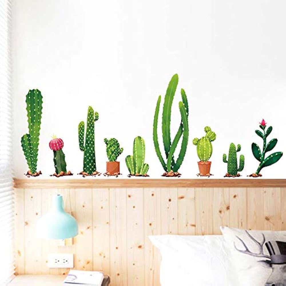 Cactus Wall Decal, Removable Cacti Stickers Kids Rooms Nursery Decor