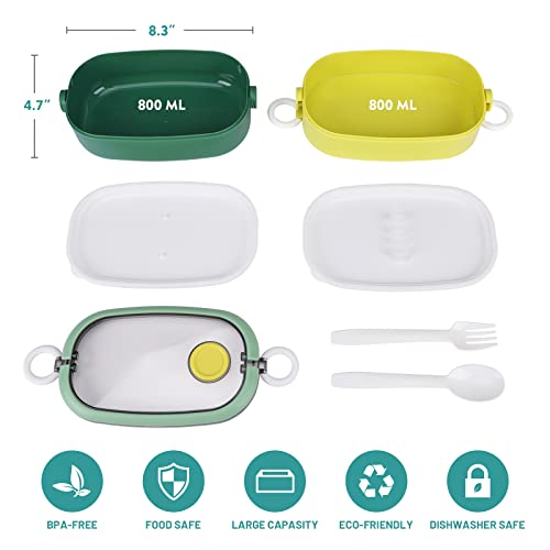 DANIA & DEAN Bento Box Lunch Box for Adult/Kids, 2 Stackable Portable