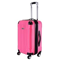 Custpromo Expandable 20" ABS Carry On Luggage Travel Bag Suitcase (Rose)