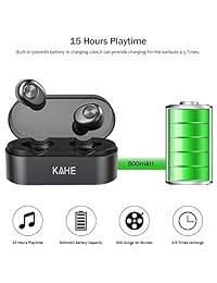 Auriculares Bluetooth KAHE True inalámbricos Bluetooth V5.0 Auriculares HD estéreo sonido 15H tiempo de reproducción TWS Auriculares in ear con funda de carga, micrófono integrado