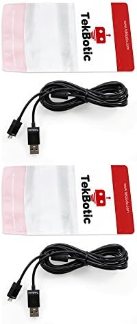 [2-Pack] tekbotic ChargePlay Micro USB cable PS4 / Xbox One controller charger (9ft, Black)