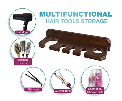 Teslyar Wall Mount Hair Dryer Hanging Rack Organizer Bathroom Hair Care Styling Tool Organizer Storage Flat Irons Curling Wands Hair Straighteners Hardware Included - Thumbnail 2