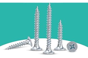 IEUYO 200 PCS Wood Screw Assortment Kit, Self Tapping Drywall Wood Screws Bugle Head, Phillips Drive, Zinc Coated Finish, for Drywall, Wood, 6Size, M3.5x16/20/25/30/40/50