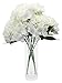 Duovlo Artificial Silk Hydrangea Flower with 6 Heads Flower Bunch Bouquet Home Wedding Garden Floral Decor (White)