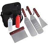 grilljoy Birthday Gift with Gift Wrapping Box for Man Woman- 7 Piece Professional Grade Stainless Steel Grill Griddle BBQ Tool Kit with Belt Bag - Perfect for Flat Top Cooking and Tailgating