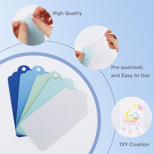 SallyFashion 135PCS Colored Gift Tags, Gradient Color Tags with String Blank Gift Tags Labels for Gifts Arts and Crafts Wedding Birthday Holiday