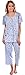 Patricia Women's Cotton Knit Floral Short Sleeve Top and Capri 2 Piece PJ Set
