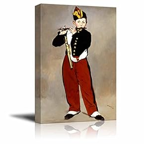 Young Flautist (or The Fifer) by ?douard Manet Famous Fine Art Reproduction World Famous Painting Replica on ped Print Wood Framed - Canvas Art Wall Art - 12" x 18"