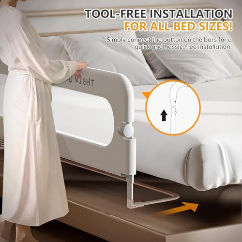 180cm*78cm Foldable Toddler Bed Side Rails, Baby Kids Safety Guard for Twin, Full, Queen Bunk King Size Swing Down Crib, Grey