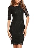 HOTOUCH Women Elegant Full Floral Lace Half Sleeve Cocktail Bodycon Party Dress