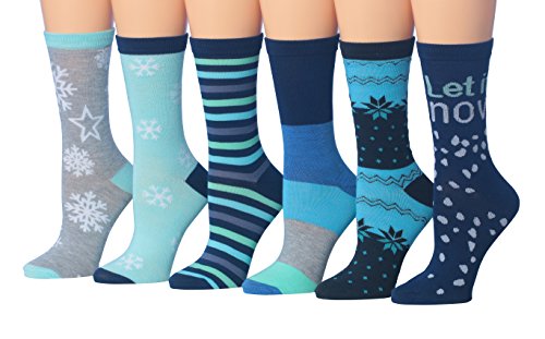 Tipi Toe Women's 12 Pairs Colorful Patterned Crew Socks (WC70-AB)