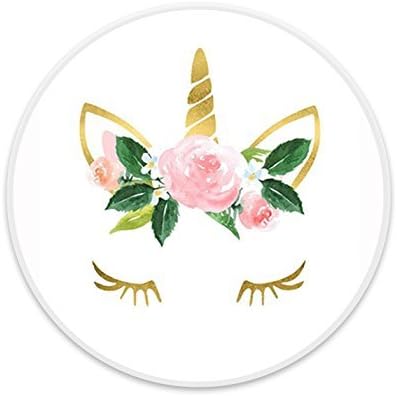 Premium Pop Girp Socket and Expanding Stand Prevent Phones form Dropping for Smartphones and Tablets and More (Gold Unicorn Flower Crown)