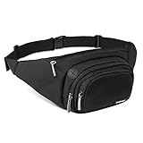 Fanny Packs, WEINAS Fanny Pack for Men Women Waterproof with Adjustable Band, Use Fanny Pack for Travel Casual Workout Outdoor Sport Hiking Running Bike Cycling Exercise Party (Black)