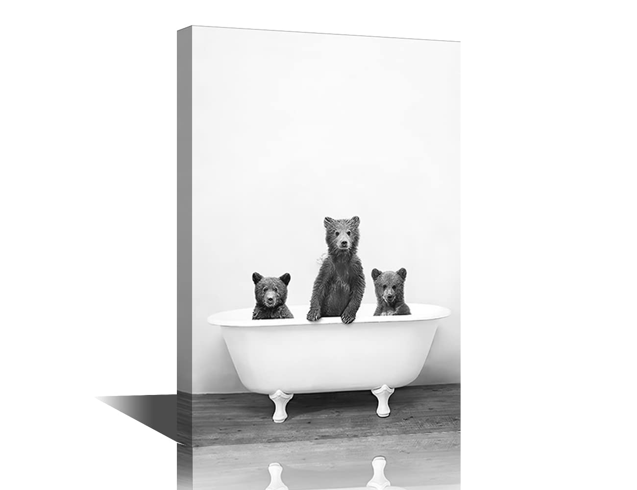 TISHIRON Bear Wall Decor - Art Funny Bathroom for Women, Kids Pictures Bath Cute Modern Accessories Cool Unique Sign- Powder Room -Restroom Sign, 24x16in