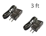 Fast Charger Two Pack for Samsung Galaxy S9 S9+ S8 S8+ Note 8 9 + 3 Foot Type C USB-C Data Charging Cable - Black QuickCharge 2.0