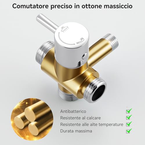 Auralum Shower Column without Mixer, Stainless Steel Shower Column with Riser Rail Adjustable Height 72-110 cm, Shower Rail with Shower Head and Handshower, Ideal Standard Shower Group for Bathtub