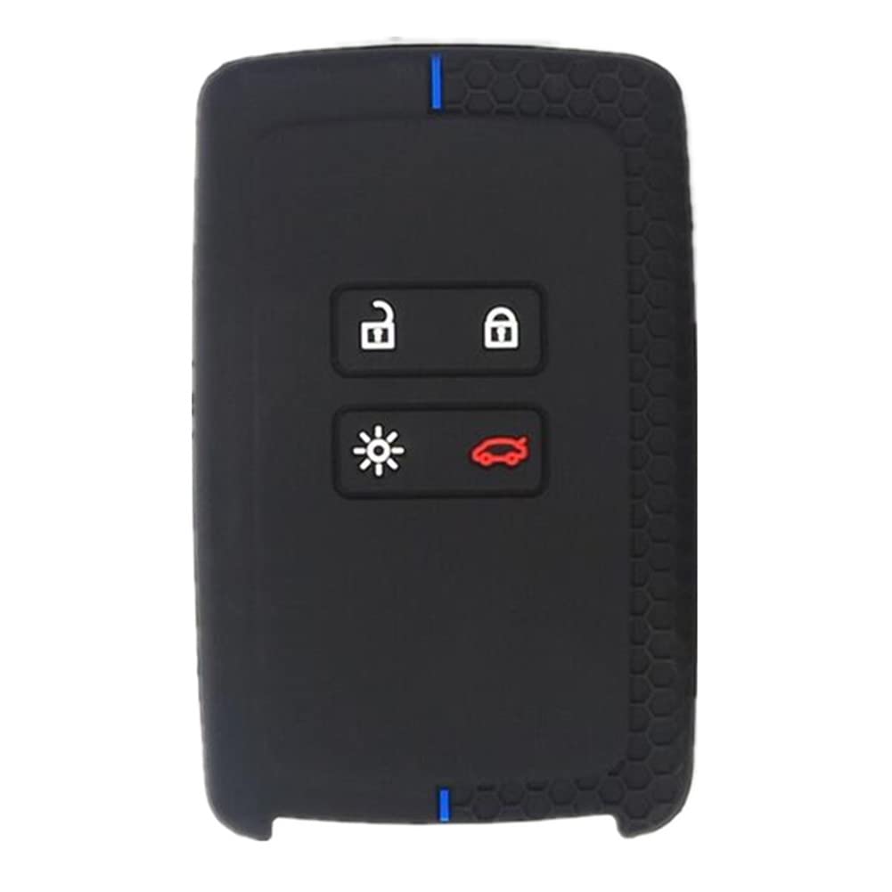 Happyit Silicone Car Key Cover Cases for Renault koleos Kadjar 4 Buttons Remote Control Skin Shell (Black + Blue)