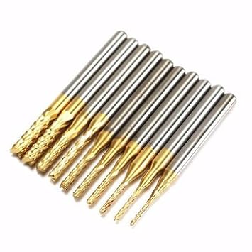 Generic 10Pcs 0.8-3Mm Titanium Coated End Mill Cutter Milling Cutter