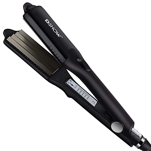DSHOW Hair Crimper for Women, Hair Waver Hair Straightener with 4 Interchangeable Titanium