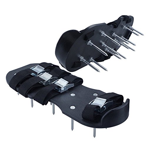 Voulosimi Lawn Aerator Spike Shoes Aeration Sandals Heavy Duty Spiked Sandals Use Premium Grass Aeration Sandals with Heavy Duty Metal Buckles