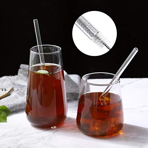 12St Glas Strohhalme Wiederverwendbare Kurze & Lang, 10mm Transparent Breite Trinkhalme Glas, Glasstrohalme… – Bild 5